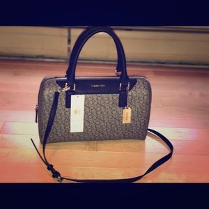 Black Calvin Klein faux leather satchel